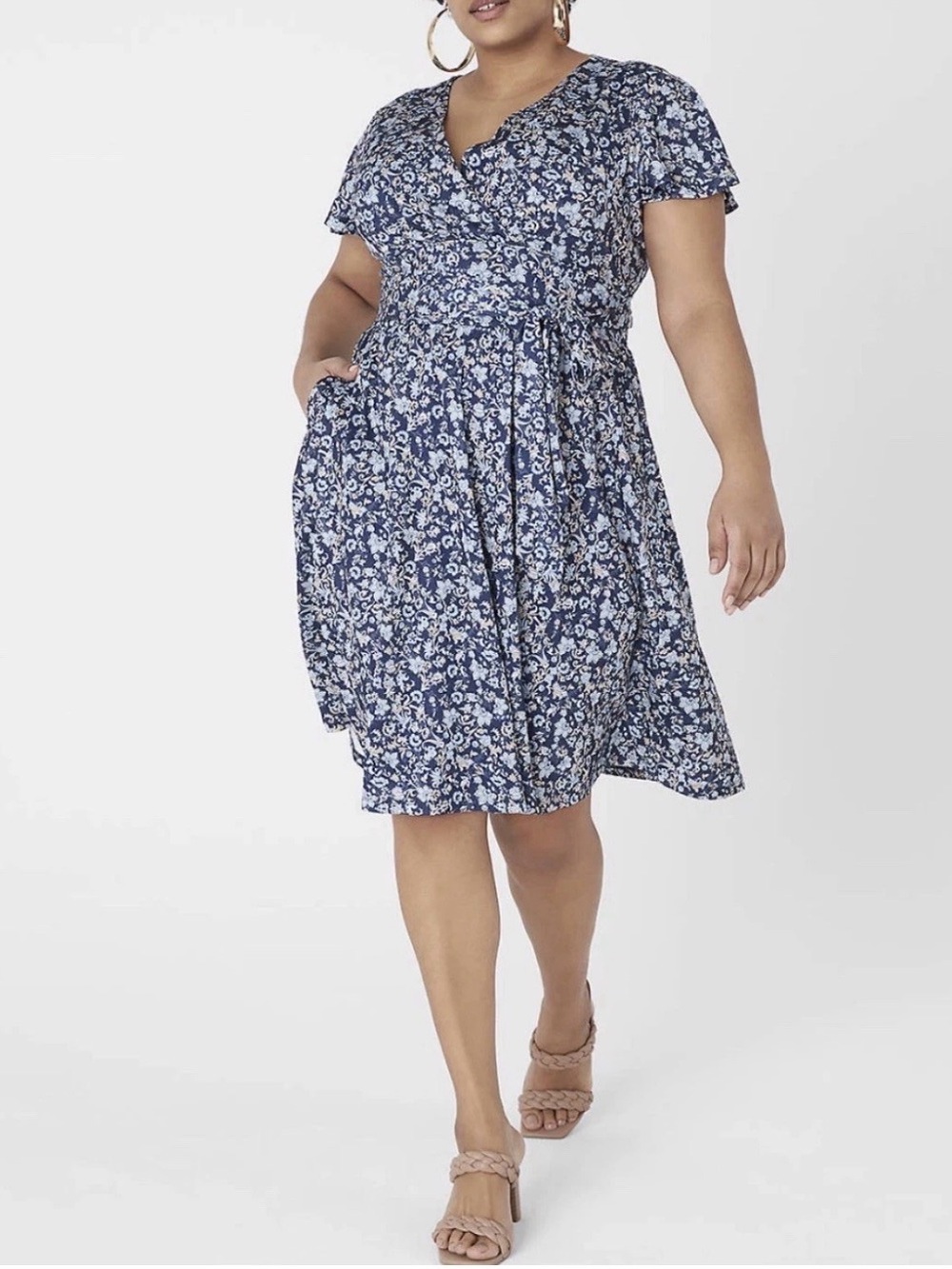 Lane Bryant Blue Floral Wrap Dress